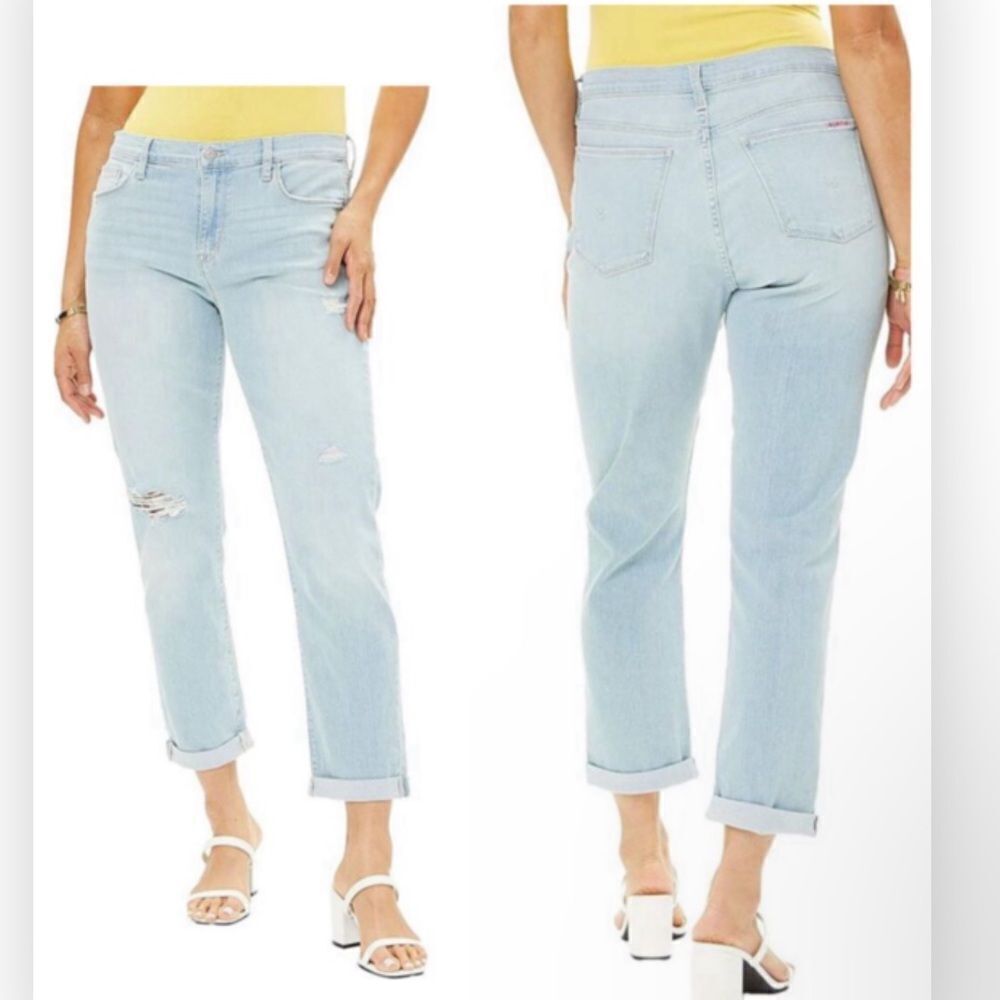 Hudson Womens Natalie Blue Light Wash Destroyed Denim Boyfriend Jeans NWT